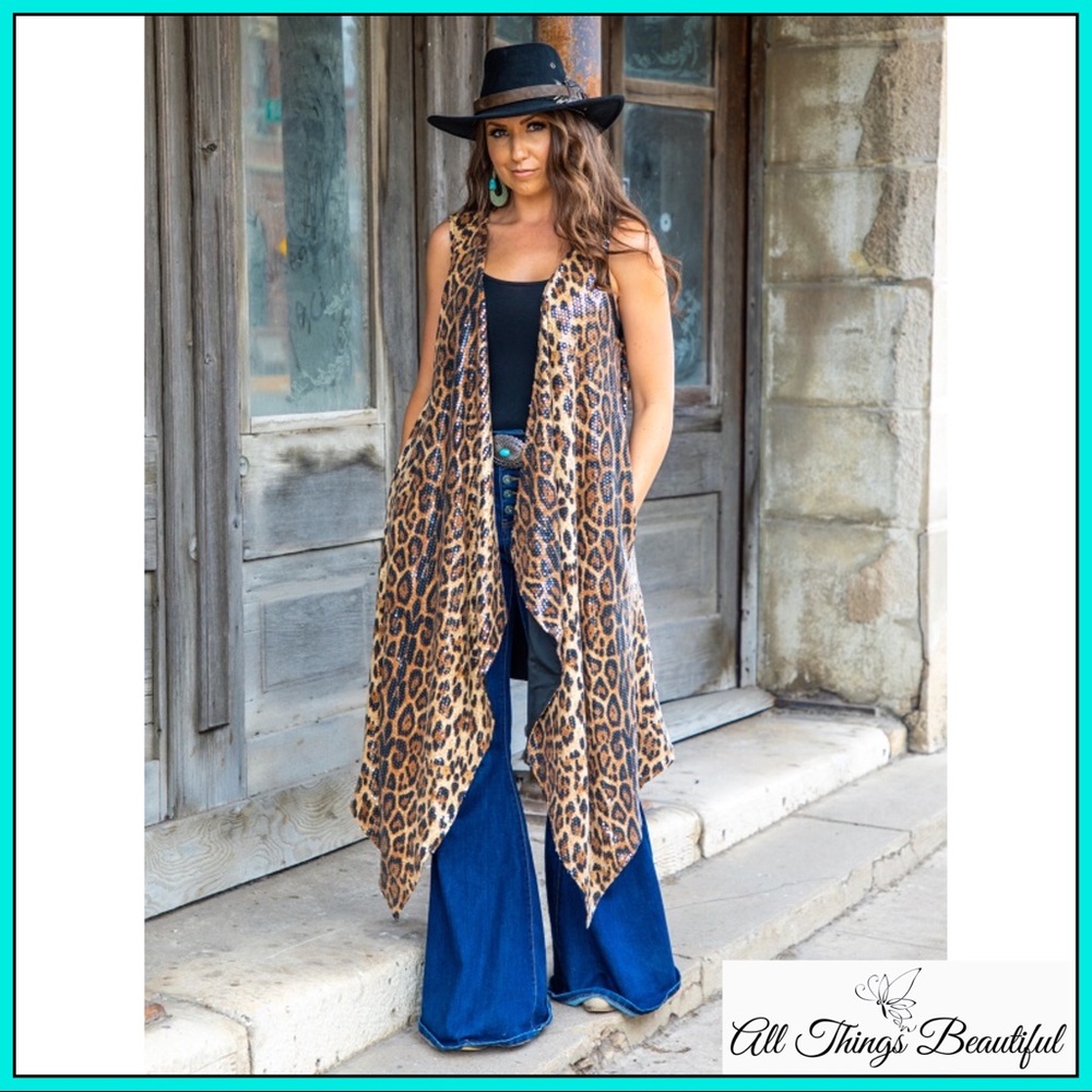 LAST ONE 🆕🐾L&B SEQUIN Leopard Kimono/Duster🐾 - Picture 2 of 8